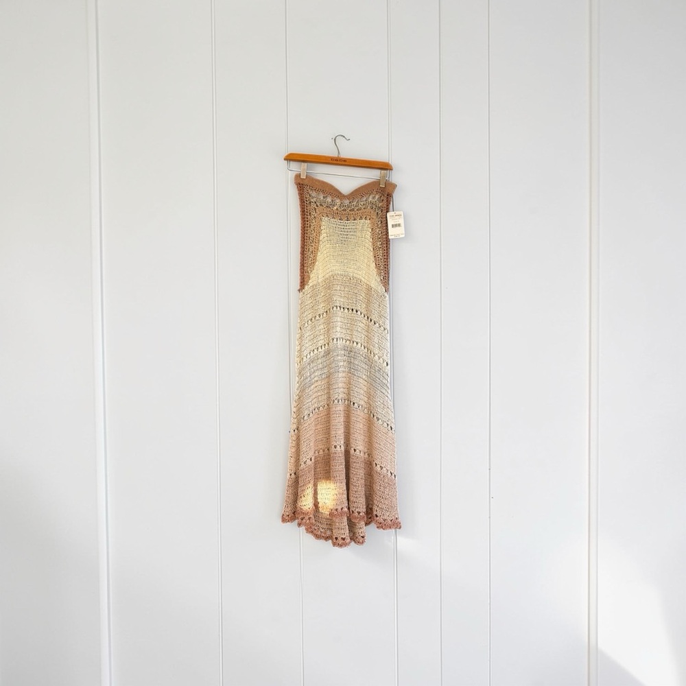 NWT- Free People -Crochet Ombre Maxi Skirt in Cream and Beige